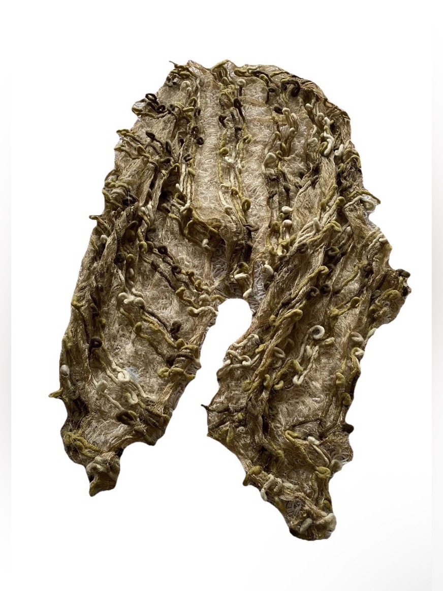 Wool Scarf Green Light Sheer Art To Wear Pistachio 60 X -8